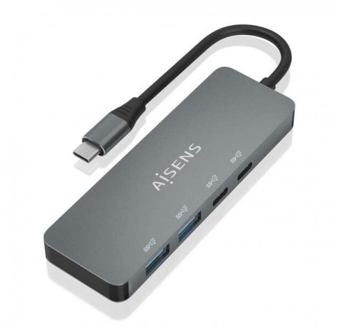 Aisens Hub USB 3.2 GEN2 10G USB-C - USB-C/M-2xUSB-C/H-2xUSB-A/H - 15cm - Color Gris