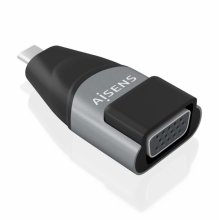 Aisens Conversor USB-C a VGA de Aluminio - Transmision de Señales USB a VGA - Resolucion 1920×1200@60Hz - Compatible con Macbook Pro y Chromebook - Color Gris
