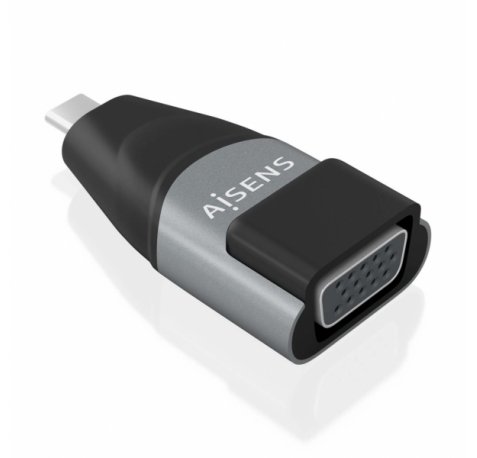 Aisens Conversor USB-C a VGA de Aluminio - Transmision de Señales USB a VGA - Resolucion 1920×1200@60Hz - Compatible con Macbook Pro y Chromebook - Color Gris