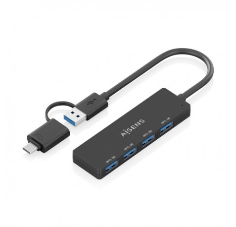 Aisens Hub USB 3.1 USB-A/USB-C - 4xUSB-A - 15cm - Color Negro