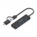 Aisens Hub USB 3.1 USB-A/USB-C - 4xUSB-A - 15cm - Color Negro