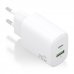 Aisens Cargador GaN 20W - 1xUSB-C PD3.0 - 1xUSB-A QC3.0 - Color Blanco