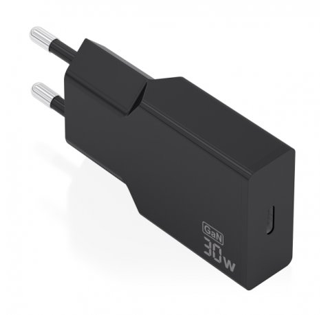 Aisens Cargador de Pared - 30W - GaN - 1xUSB-C - Power Delivery 3.0 - Ultra Delgado - Multiples Protecciones de Seguridad - Color Negro