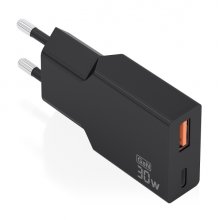 Aisens Cargador de Pared - 30W - GaN - 1xUSB-C - 1xUSB-A - Power Delivery 3.0 - Ultra Delgado - Multiples Protecciones de Seguridad - Color Negro Aisens Cargador de Pared - 30W - GaN - 1xUSB-C - 1xUSB-A - Power Delivery 3.0 - Ultra Delgado - Multiples Protecciones de Seguridad - Color Negro