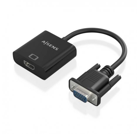 Aisens Cable Conversor SVGA+Audio a HDMI - SVGA/M+Jack 3.5/H+USB Microb/H-HDMI A/H - 20cm - Color Negro