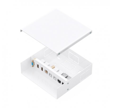Aisens Caja de Conexiones VGA, Jack 3.5, 2x HDM, 2x USB-B, 2x RJ45 Cat.6A STP - Color Blanco