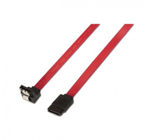 Aisens Cable SATA III Datos 6G Datos Acodado con Anclajes - 0.5m para Disco Duro SATA I - II - III SSD - Color Rojo