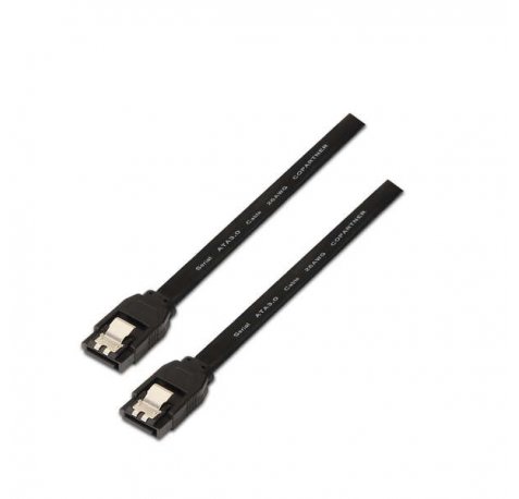 Aisens Cable SATA III Datos 6G con Anclajes - 0.5m para Disco Duro SATA I - II - III SSD - Color Negro