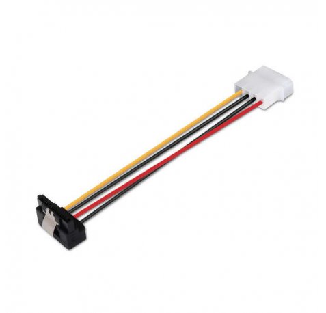 Aisens Cable SATA alim Acodado con Anclajes - Molex 4pin/M-SATA Hembra - 16cm - 100% Cobre - Color Negro