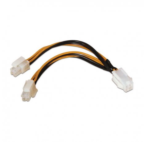 Aisens Cable de Alimentacion para Microprocesador - 4pin/H-4+4pin/M - 15cm - 100% Cobre - Color Negro