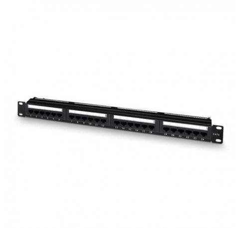 Aisens Panel de Parcheo de 24 Puertos RJ45 Cat.6 UTP - 19" 1U Dual IDC - Color Negro