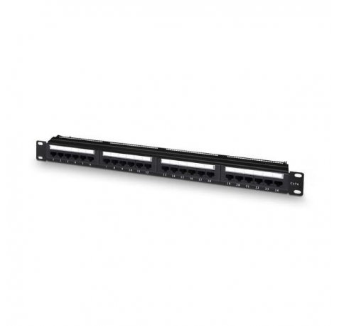 Aisens Panel de Parcheo de 24 Puertos RJ45 Cat.6 UTP - 19" 1U Dual IDC con Gestion de Cables - Color Negro