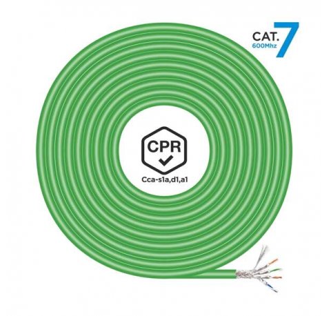 Aisens Cable de Red RJ45 LSZH CPR Cca CAT.7 600 MHZ S/FTP AWG23 - 500M - Color Verde