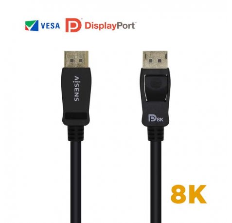 Aisens Cable Displayport Certificado V1.4 8K@60hz - DP/M-DP/M - 2.0m - Color Negro