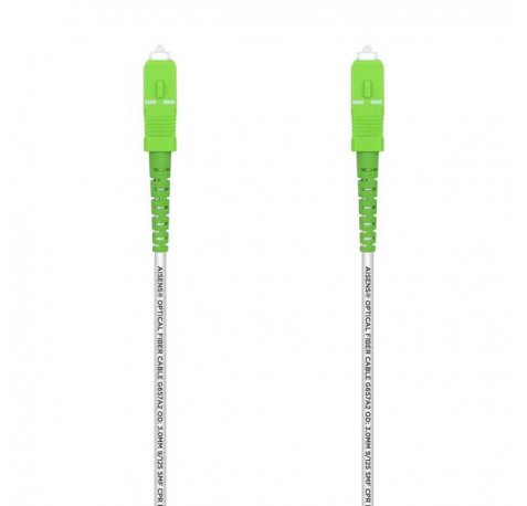 Aisens Cable Fibra Optica Latiguillo G657A2 3.0 9/125 SMF Simplex CPR Dca LSZH - SC/APC-SC/APC - 10M - Color Blanco