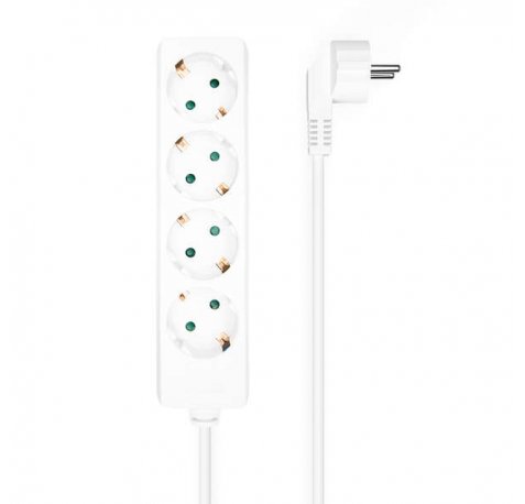 Aisens Regleta Multiple de 4 Tomas sin Interruptor con Cable 3×1.5mm2 - 1.4m - Color Blanco