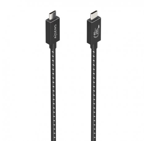 Aisens Cable USB4 Gen3x2 Aluminio 40Gbps 8K@60Hz 5A 48V 240W E-Mark - Tipo USB-C/M-USB-C/M - 1.5m - Color Negro