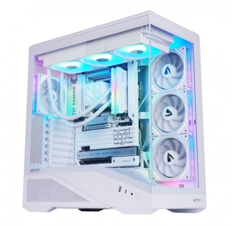 Abysm Arian Frame A400 White Caja Torre ATX, ITX, Micro ATX - Lateral y Frontal Cristal Templado - 3.5" y 2.5" - USB-A, USB-C y Audio - 4 Ventilador ARGB Instalados - Soporta Refrigeracion Liquida
