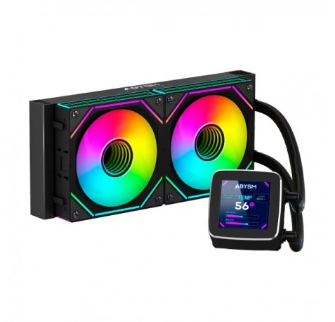 Abysm Oceanic LCD 240 ARGB Kit de Refrigeracion Liquida - 2 Ventiladores de 120mm - Iluminacion ARGB - Pantalla LCD 2.8" - Bomba 2500rpm - Tubos de 350mm - Color Negro - Formato Bulk (6 uds)