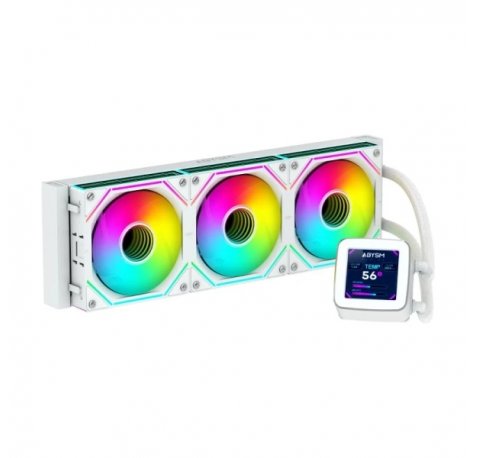 Abysm Oceanic LCD 360 ARGB Kit de Refrigeracion Liquida - 3 Ventiladores de 120mm - Iluminacion ARGB - Pantalla LCD 2.8" - Bomba 2500rpm - Tubos de 380mm - Color Blanco - Formato Bulk (4 uds)
