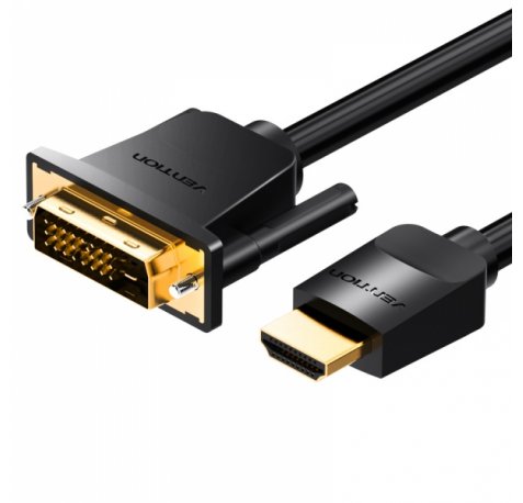 Vention Conversor DVI Macho a HDMI Macho - 1m - Color Negro