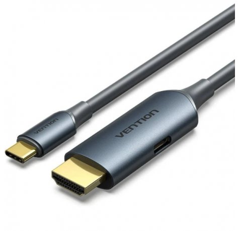 Vention Cable Conversor HDMI Macho a USB-C Macho - Resolucion 4K - ARC - Longitud 1.5m - Conectores Chapados en Oro - Revestimiento en PVC - Color Gris