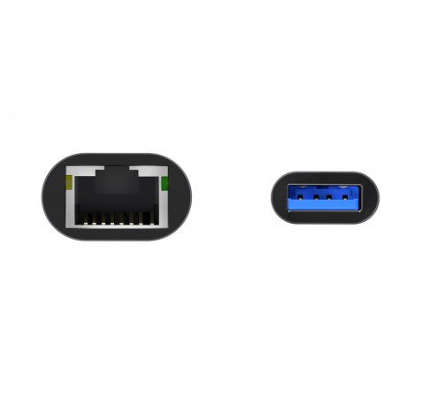 Aisens Conversor USB 3.0 a Ethernet Gigabit 10/100/1000 Mbps - 15cm - Color Gris