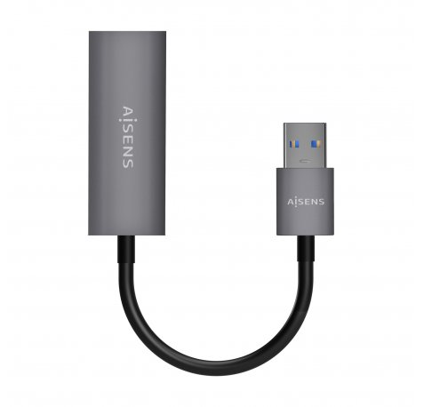Aisens Conversor USB 3.0 a Ethernet Gigabit 10/100/1000 Mbps - 15cm - Color Gris