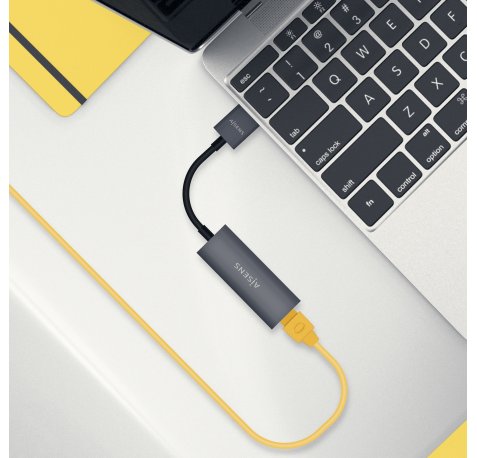 Aisens Conversor USB 3.0 a Ethernet Gigabit 10/100/1000 Mbps - 15cm - Color Gris