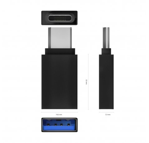 Aisens Mini Adaptador Aluminio USB 3.2 GEN1 3A - Tipo USB-C/M-A/H - Color Negro