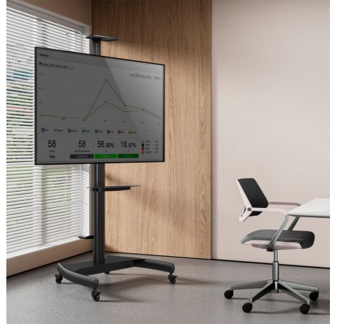 Aisens Soporte de Suelo para TV/Monitor de 37" a 70" - Max 50kg - Ajustable en altura - Movimiento Horizontal y Vertical