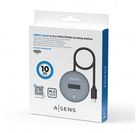 Aisens USB-C Dock M.2 (NGFF) Asuc-M2D014-Gr SATA/NVME a USB3.1 GEN2 - Color Gris