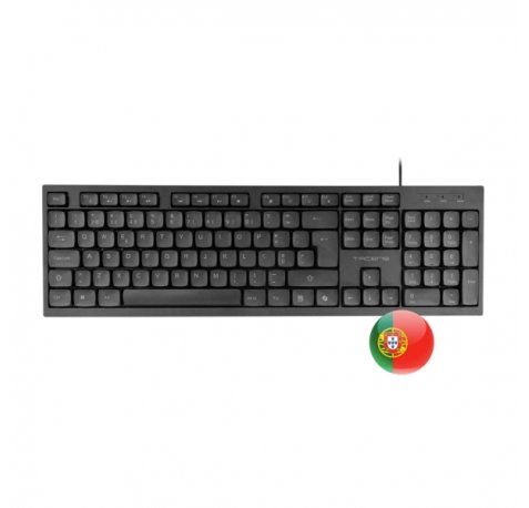 Tacens Anima AK02 Teclado Completo - Cable 1.3m - Disposicion Portuguesa QWERTY PT - Teclas Silenciosas de Perfil Bajo - Accesos Directos Multimedia e IA - 43.7x25x1.3cm - Color Negro