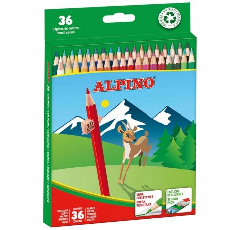 Alpino Pack de 36 Lapices de Colores Creativos - Mina de 3mm Resistente a la Rotura - Bandeja Extraible - Colores Vivos y Brillantes Surtido