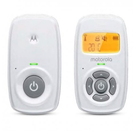 Motorola Nursery AM24 Vigilabebes de Audio - Alcance hasta 300m en Exterior y 50m en Interior - Conexion DECT - Sensor de Temperatura - Color Blanco