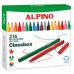 Alpino Pack Economy con 216 Rotuladores de Colores - Punta de 3mm - Superlavables y Brillantes - Uso Escolar - Desarrolla la Creatividad - Colores Surtidos