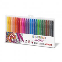 Alpino Color Experience Pack de 24 Rotuladores Doble Punta con Punta Pincel - Forma Triangular Ergonomica - Punta Fine Liner de 0.7mm y Punta Pincel de 2.9mm - Colores Surtidos