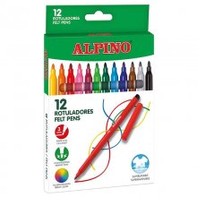 Alpino Pack de 12 Rotuladores Escolares - Punta Fina de 3mm - Superlavables y Brillantes - Ideal para Creatividad y Manualidades - Colores Surtidos Alpino Pack de 12 Rotuladores Escolares - Punta Fina de 3mm - Superlavables y Brillantes - Ideal para Creatividad y Manualidades - Colores Surtidos
