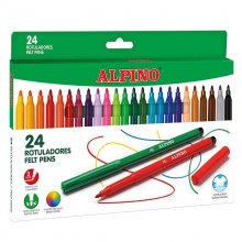 Alpino Pack de 24 Rotuladores Escolares - Punta Fina de 3mm - Superlavables y Brillantes - Desarrolla la Creatividad - Colores Surtidos Alpino Pack de 24 Rotuladores Escolares - Punta Fina de 3mm - Superlavables y Brillantes - Desarrolla la Creatividad - Colores Surtidos