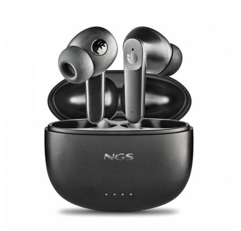 NGS Artica Hush Auriculares Bluetooth 5.3 TWS ANC - Conexion Automatica - Asistente de Voz - Autonomia hasta 4h - Base de Carga - Color Negro