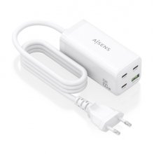 Aisens Cargador GAN 100W - 3xUSB-C PD3.0, QC4.0, QC5.0 - 1xUSB-A QC3.0 - Cable 1.4 Metros - Color Blanco