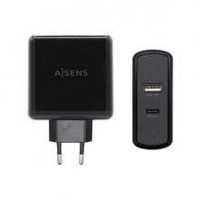 Aisens Cargador para Smartphone 57W 1x USB-C PD3.0 45W, 1x USB-A 5V/2.4A 12W