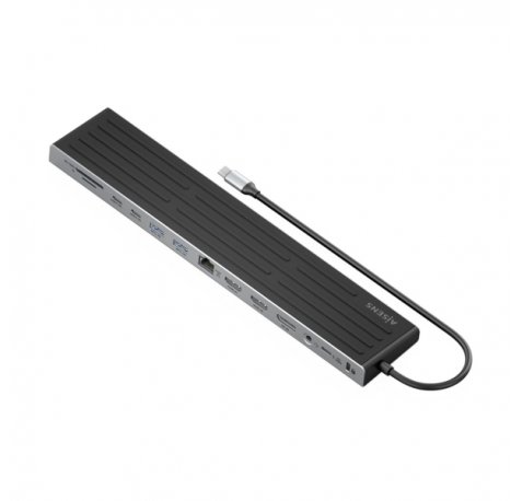 Aisens USB-C Dock 13 En 1 - USB-C a 2xHDMI - 1xDisplayPort - 1xRJ45 - 3xUSB-A - 2xUSB-C - 1xUSB-C PD - 1xAudio - 1xSD - 1xMicro SD - 1xRanura Kensington - 30cm - Color Gris