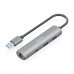 Aisens ASUC-4P035-GR Adaptador de Red USB 3.0 a Ethernet Gigabit + Hub 1xUSB-C y 2xUSB-A 3.0 - 15cm - Color Gris