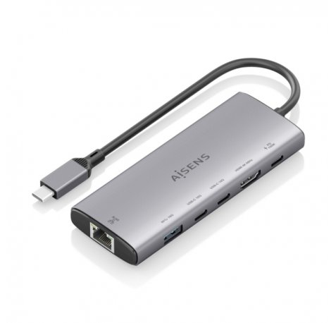 Aisens USB-C Dock 6 en 1 - USB-C a 1xHDMI - 1xRJ45 - 1xUSB-A 10G - 2xUSB-C 10G - 1xUSB-C PD 100W - 20cm - Color Gris