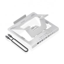 Aisens ASUC-7P046-GR Soporte para Portatil hasta 16" - Regulable en Altura - Antideslizante - Plegable - USB-C Docking 7 en 1 - Color Gris