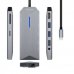 Aisens Dock 9 en 1 Hub USB-C 3.0 con 3x USB-A 3.0, 1x HDMI 1x RJ45, 1x PD 100W, 1x Audio 3.5mm, 1x Lector SD, 1x Lector MicroSD - Carcasa de Aluminio - Cable de 0.15m