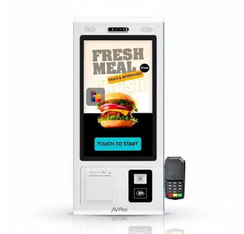 AVPos Kiosko Autoservicio Sobremesa DK22 - 22 Pulgadas Tactil - RK3568  - 8GB Memoria - SSD 128GB - Escaner 2D - Impresora Termica - WIFI - Android 13 - Color Blanco