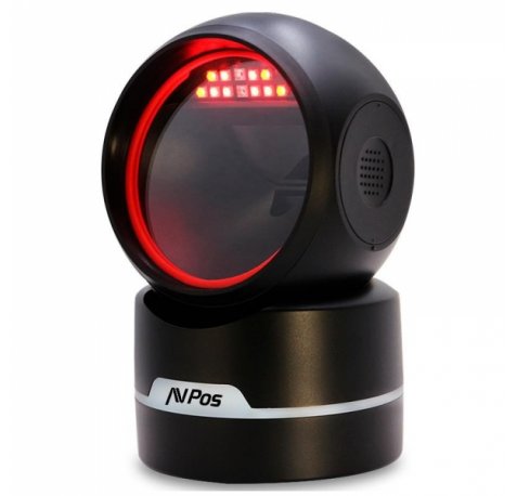 AVPos AVP-M680-2D Lector de Codigos de Sobremesa - Escaneo Automatico - Lectura de Codigos 1D, 2D y QR - USB y Serie - Color Negro