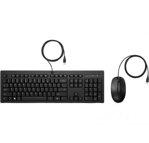 HP 225 Combo Teclado y Raton USB G2 - Tecla Copilot - Patas Ajustables - Raton Optico 1200 DPI - Plug & Play - Facil de Limpiar - Fabricado con Material Reciclado - Color Negro